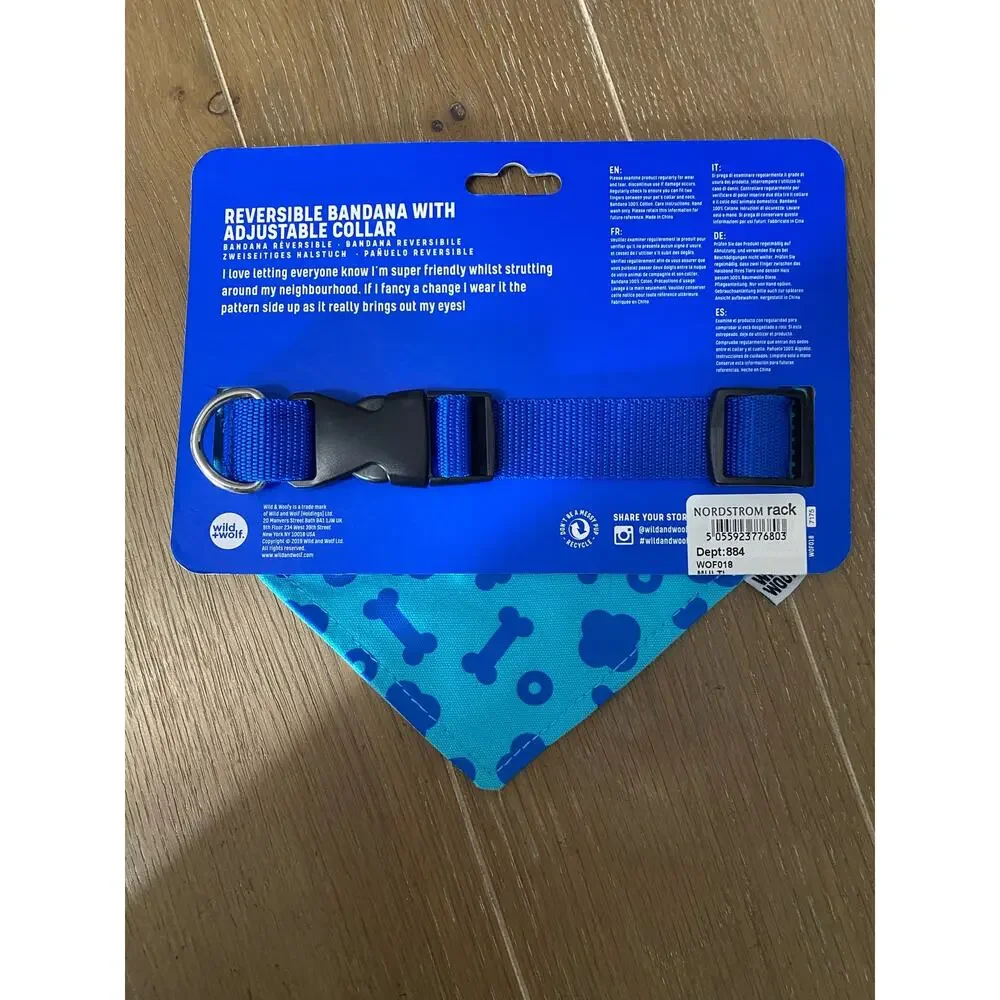 NWT Wild & Woofy Reversible Bandanna with Adjustable Collar